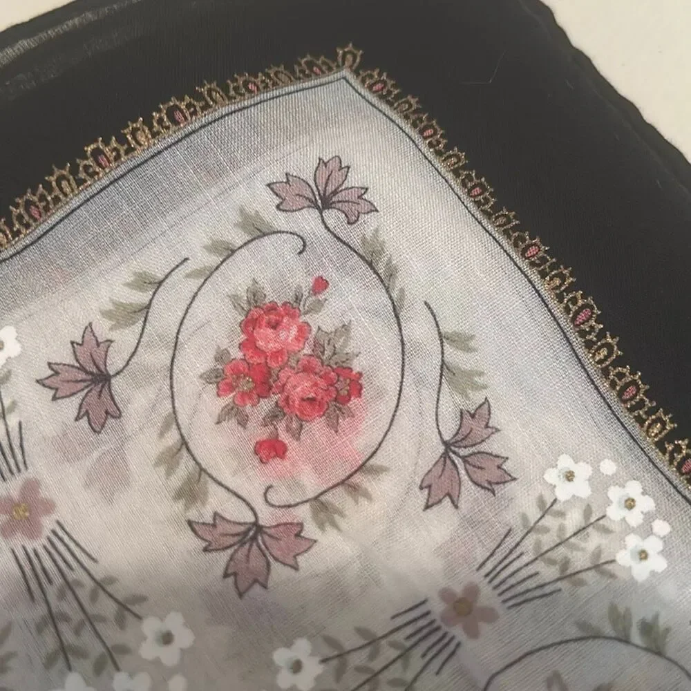 Christian Dior Handkerchief Dainty Polka Dot Floral Coquette Luxury Twilly Scarf